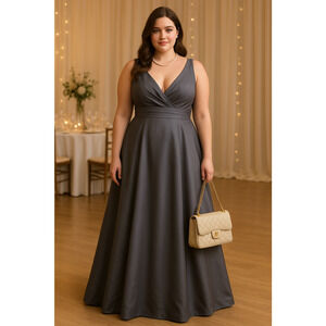 Vineyard Collection Grey Maxi Dress event, wedding , mother of bride Size 16